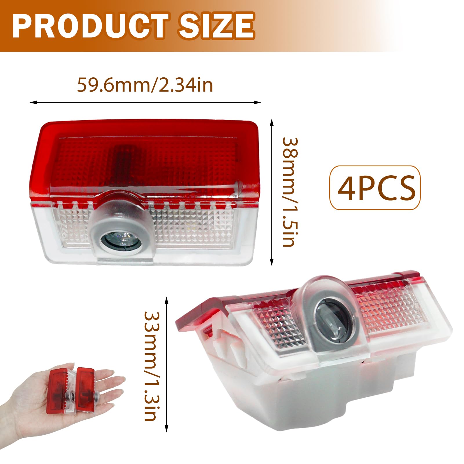 Lot de 4 éclairages de porte de voiture avec logo - Projecteur LED - Pour A B C E M G AMG er W166 W176 W177 W205 W212 W213 W218