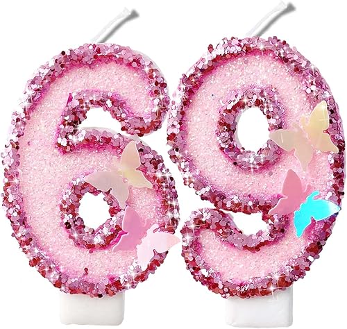 Miniatura 333 de Velas de números con purpurina de oro rosa de 2.8 pulgadas, muchos colores, regalos de cumpleaños de 22 años, velas de cumpleaños, velas de números