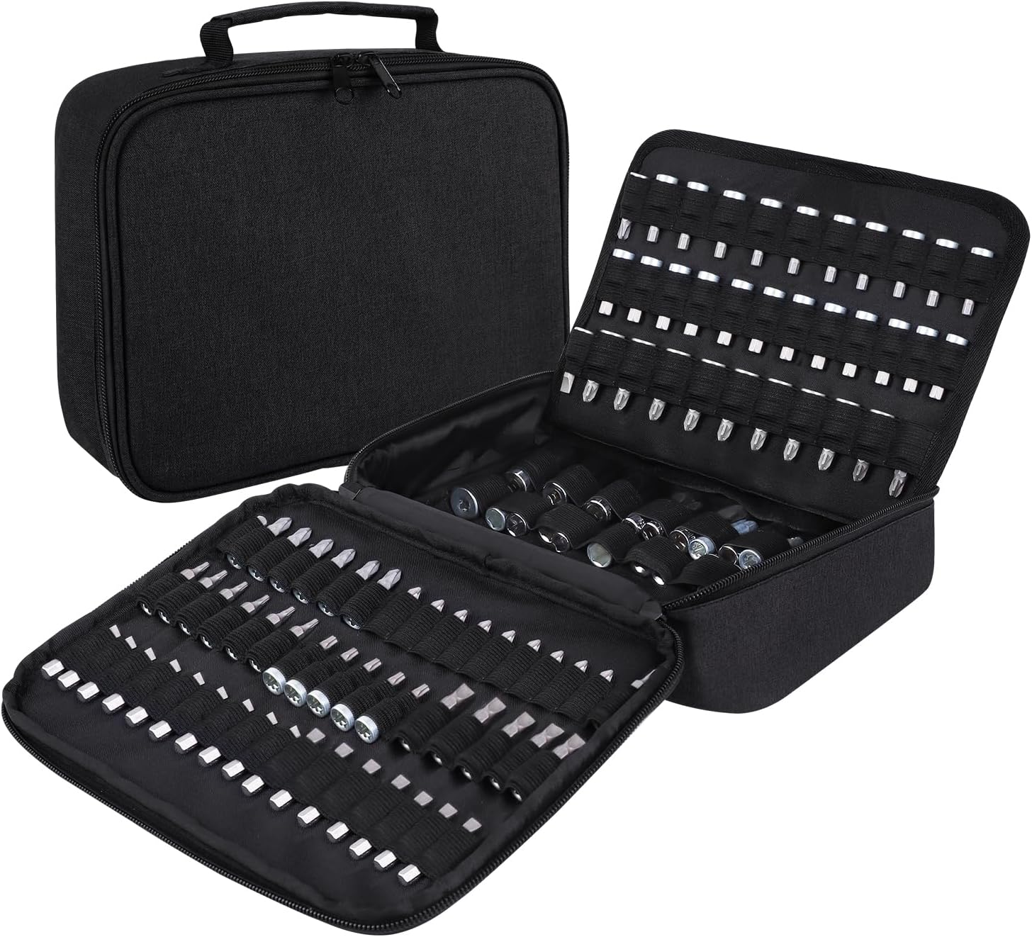 LOTCAIN138 Hole Portable Socket Organizer, Drill Bit Organizer Drill Bit Holder Bit Pouch 1/4-Inch, 3/8-Inch, 1/2-Inch,Screwdriver Bit Organizer Drive Bit Adapter Storage Drill Bit Case Only