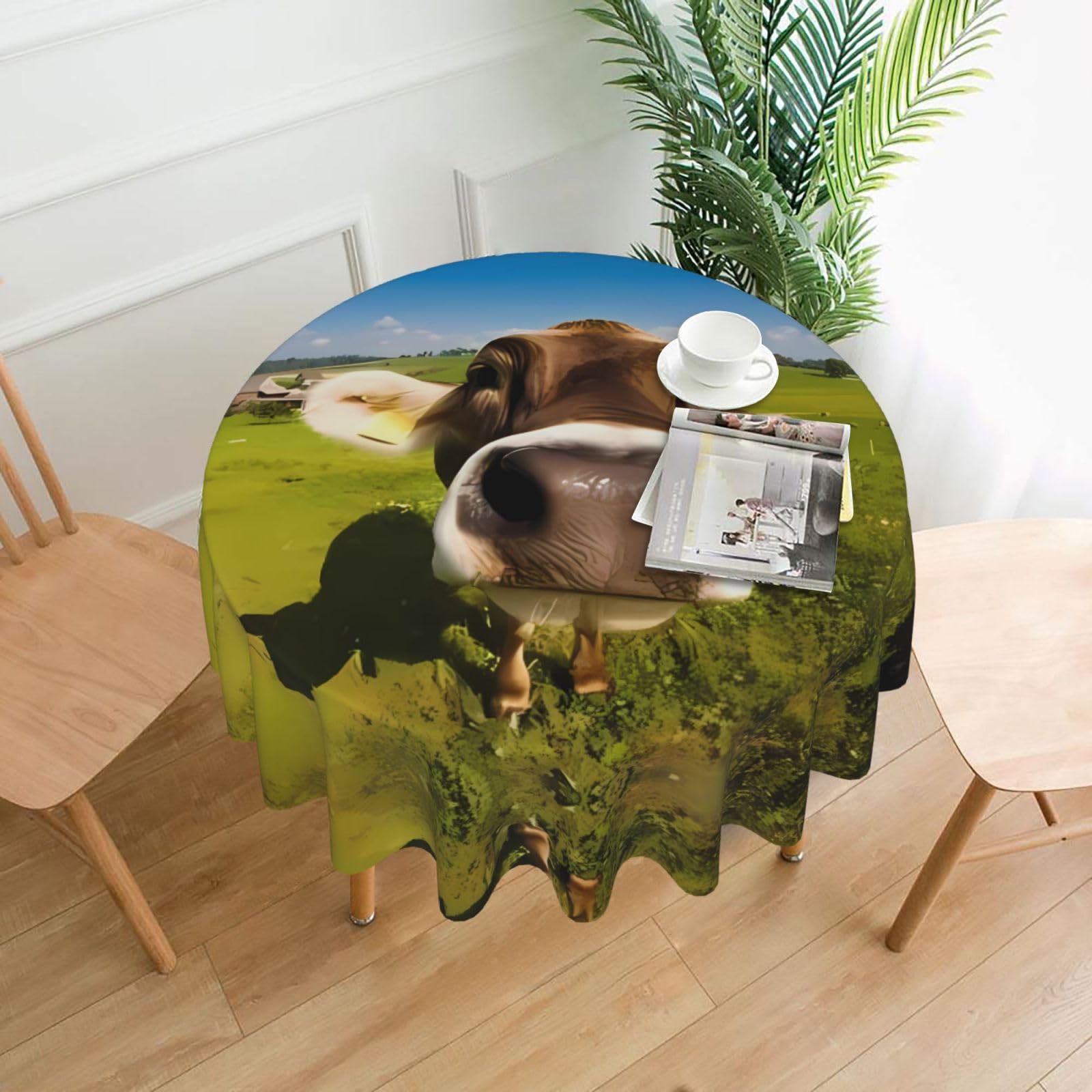 WHJSSF Wallpaper Desktop Cow Prints Round Decorative Tablecloth 60in - Elevate Your Dining Experience with a Stylish & Protective Table Throw