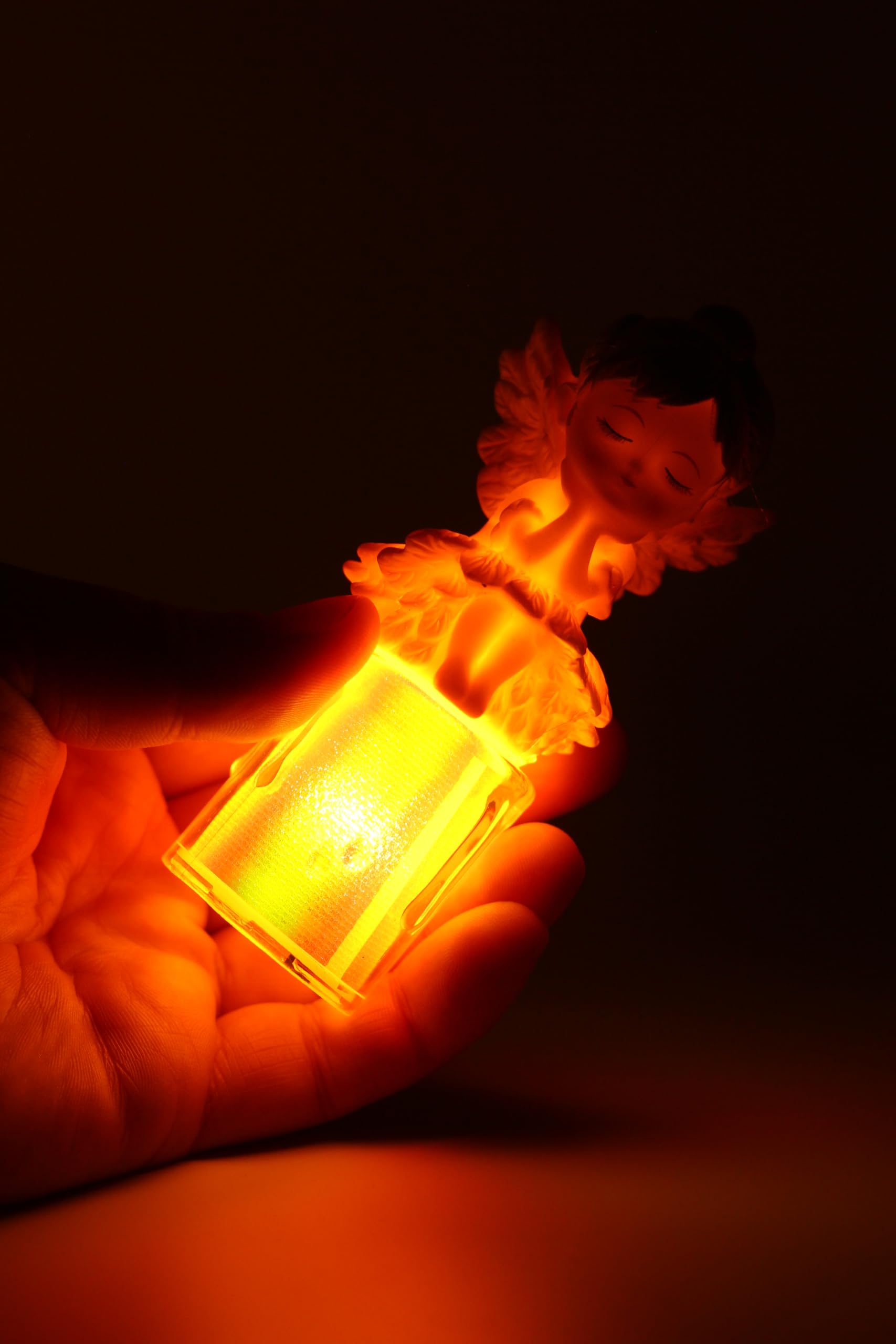 Led Mum Kanatlı Melek Tip Dumansız Pilli Alevli Dekoratif Yapay Mum Işıldak Mor 1037-7