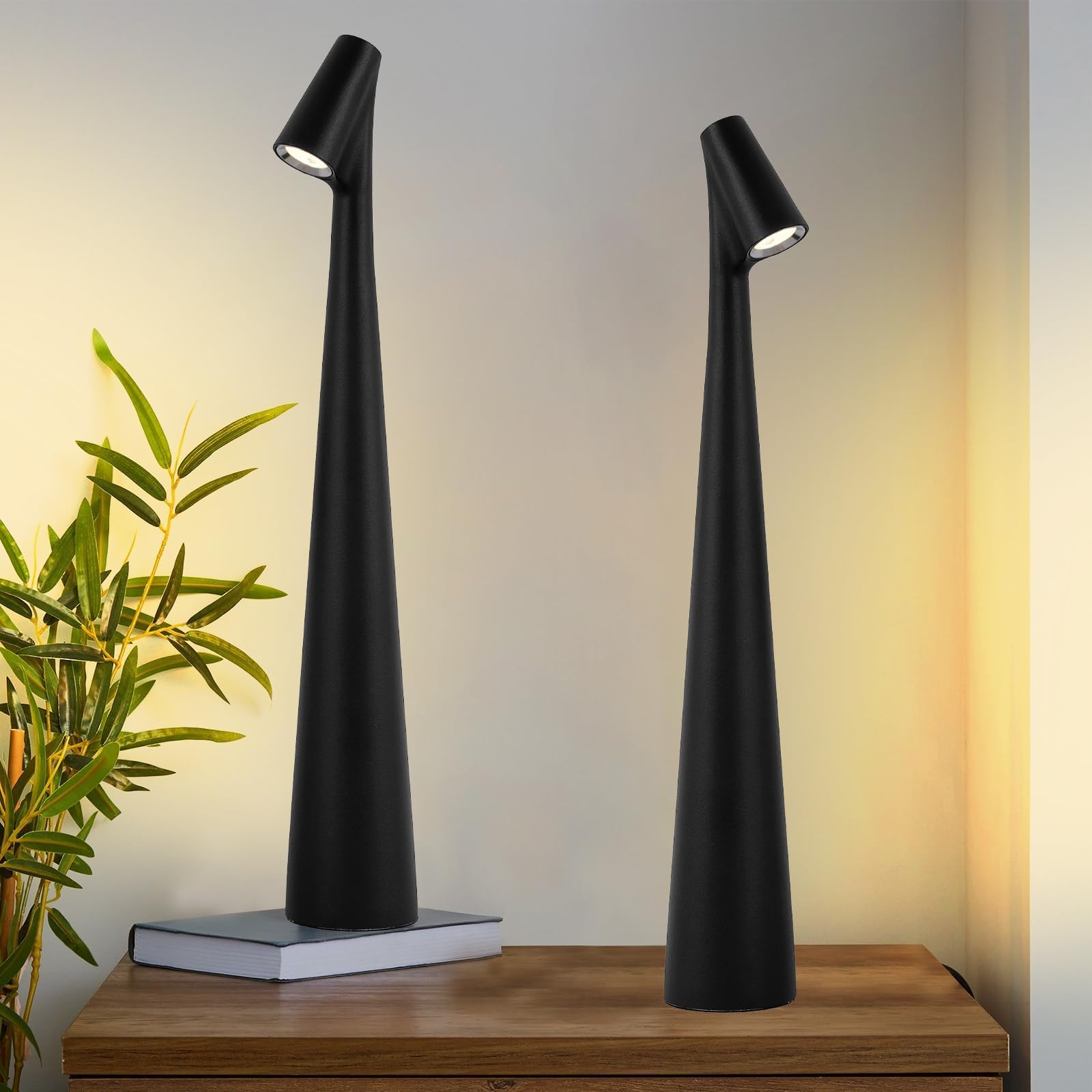 X spring Cordless Table Lamp Lamps, 2 PCS Rechargeable LED Mini Desk Light with Waterproof Ambient Lighting, Portable Battery Powered Night Lamp for Kitchen Counter Outdoor and Bedroom Use