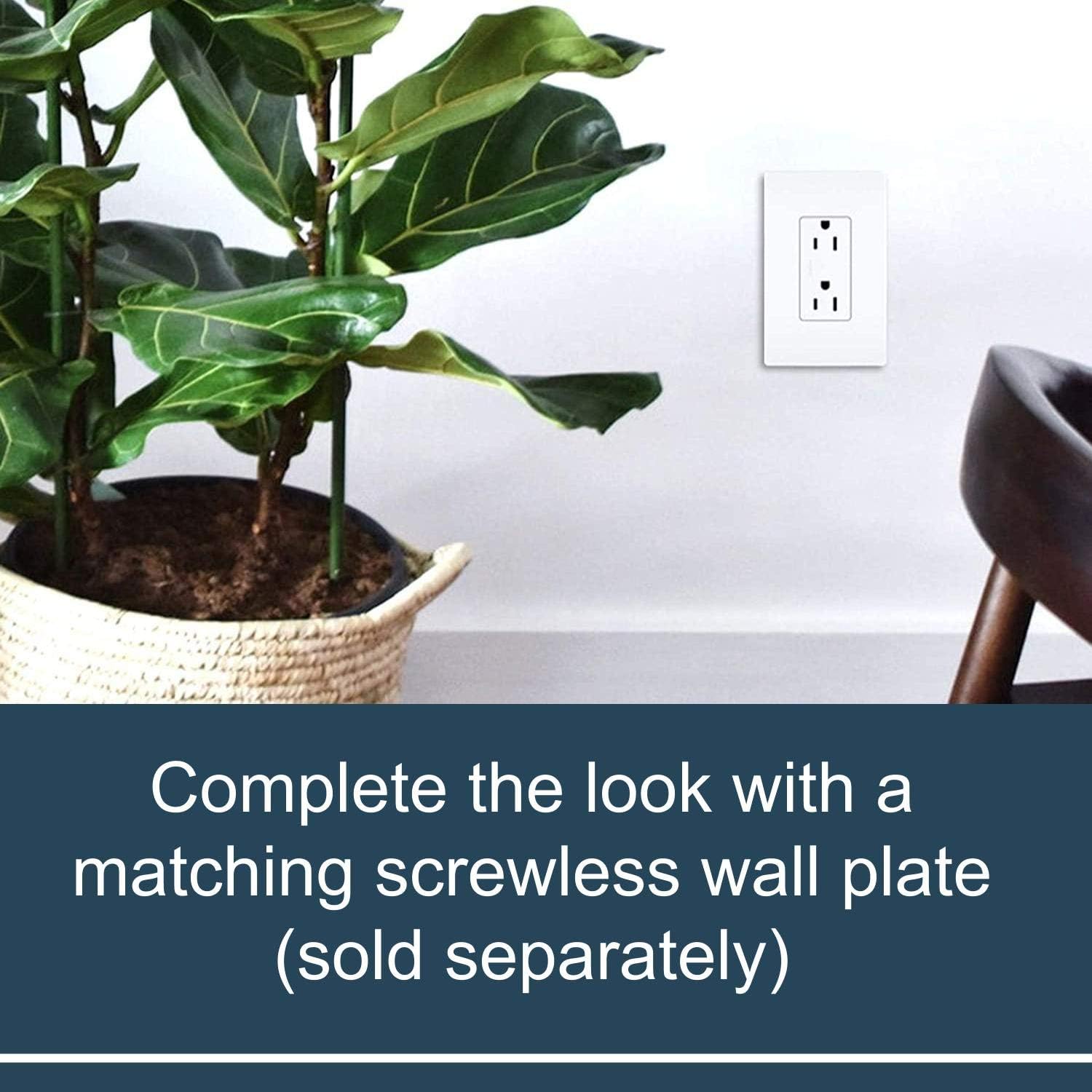 White Tamper-Resistant Duplex Outlet with Thermoplastic Faceplate
