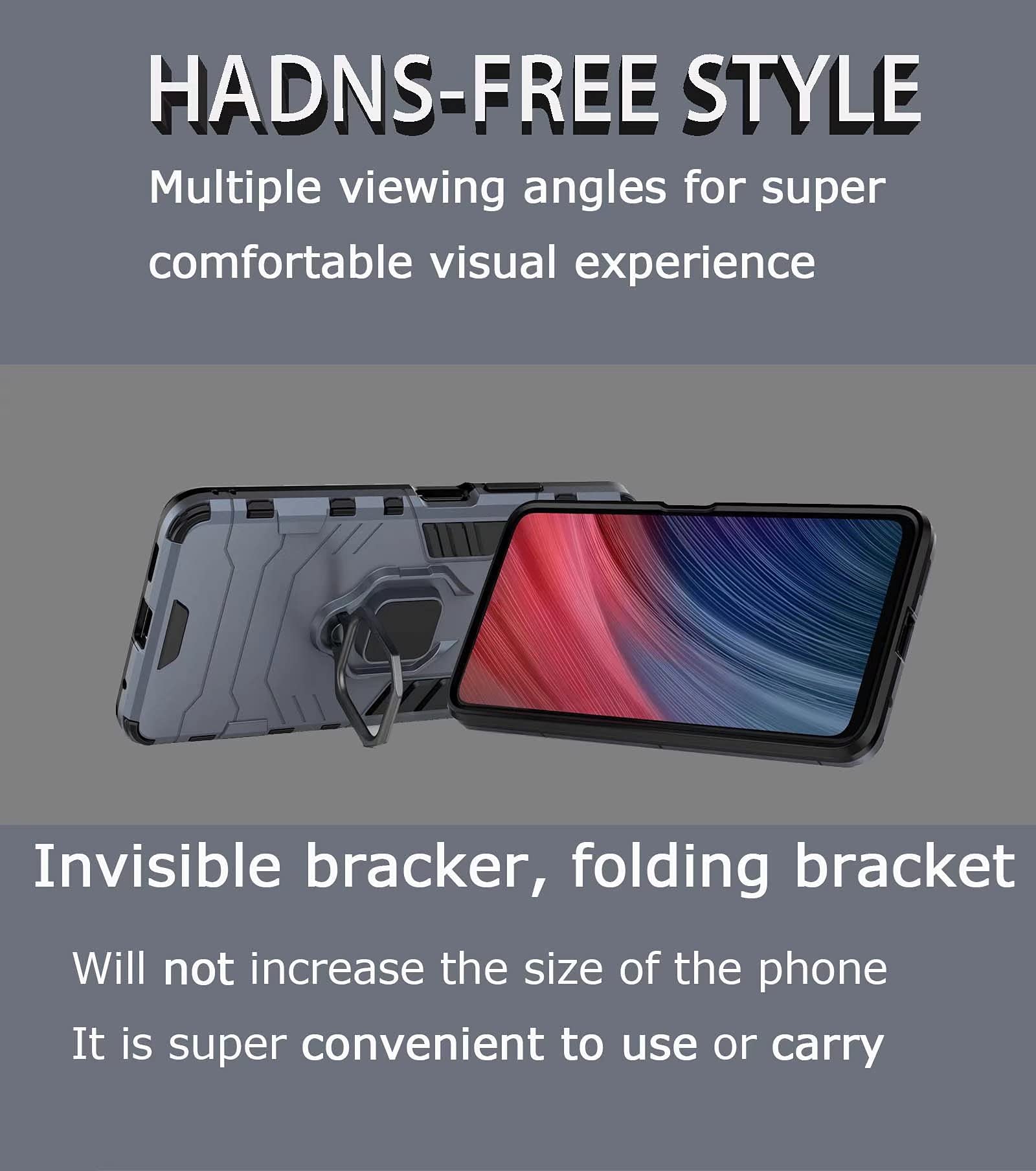 SEAHAI Custodia Per Oppo Find X5 Lite – Cover Con Anello Metallico 360° E Supporto Magnetico, Paraurti Morbido, Anticaduta, Blu