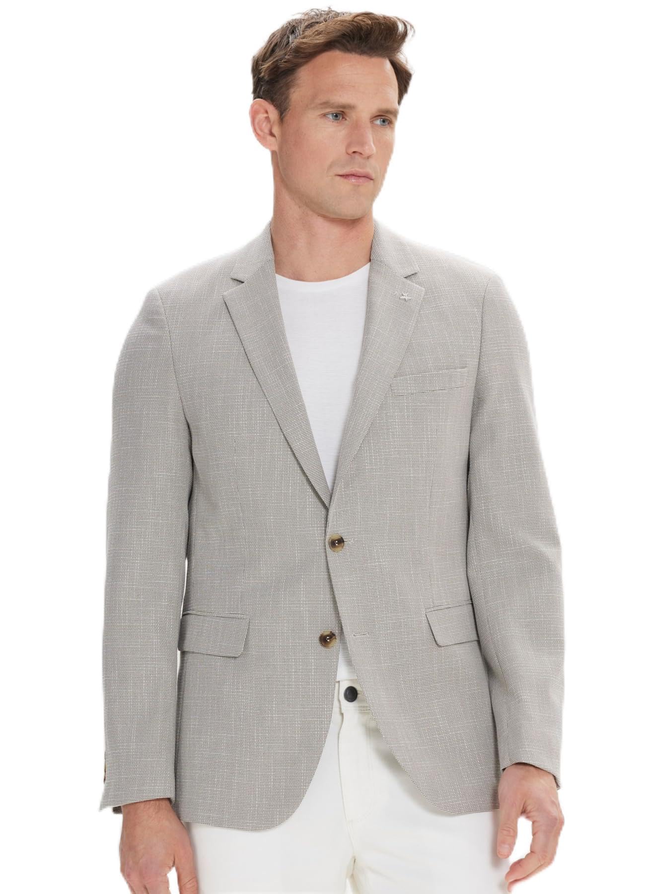 ALTINYILDIZ CLASSICS Erkek Bej-siyah Regular Fit Rahat Kesim Mono Yaka Blazer Ceket