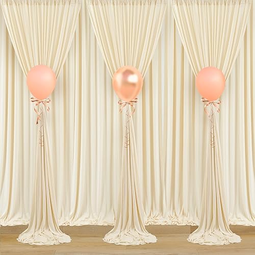 Cortinas de fondo color champán de 10 x 20 pies, sin arrugas, cortinas de fondo de poliéster champán para decoración de fiesta