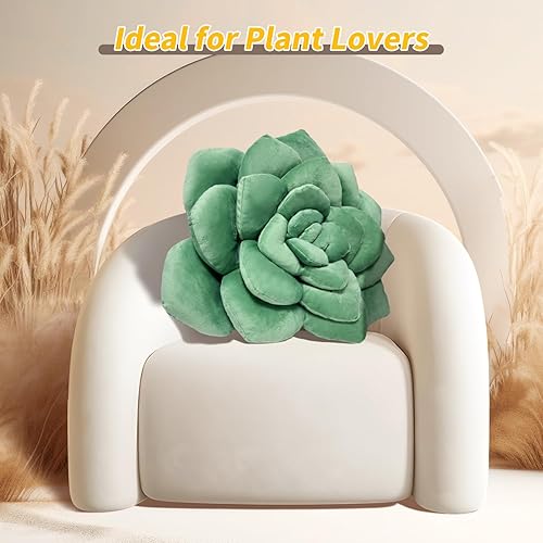 Miniatura 5 de Almohada suculenta  Almohada decorativa de felpa cosida a mano, almohada de flores 3D, almohadas en forma de plantas, cojines de felpa para