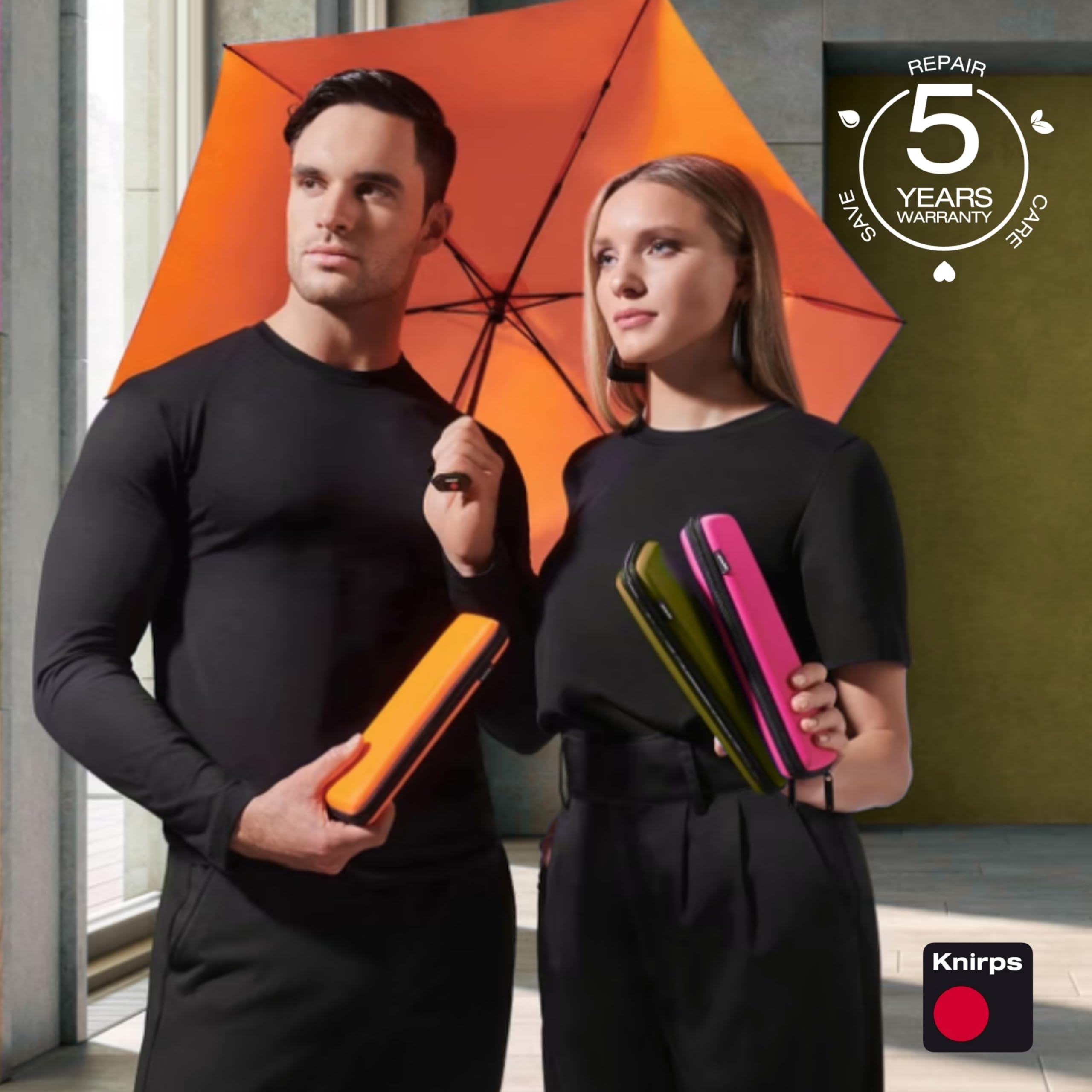 Knirps X4U - Parapluie My Clever Companion - Coupe-vent - 90 cm de diamètre - Petit et compact - Pour voyage et protection contre tous les temps - Avec