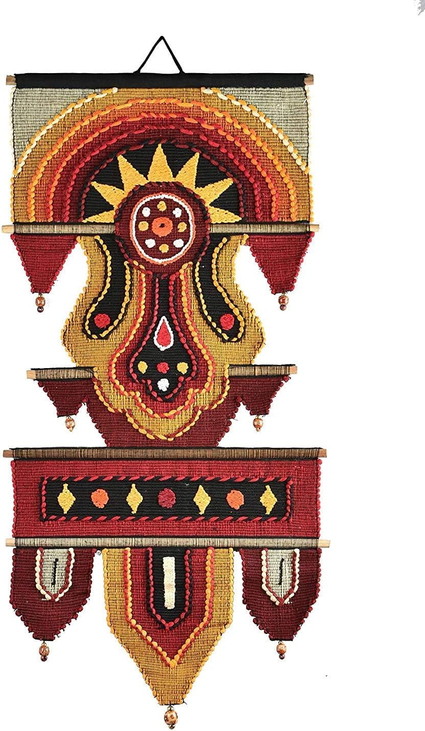 Varunavi handmade tapestry cotton woven sun wall hanging for home Decor 27 inch X 14 inch Indian handicraft