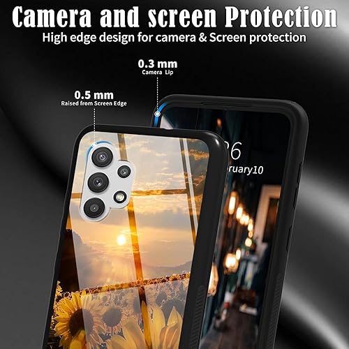 Miniatura 4 de Funda para Samsung Galaxy A32 5G a prueba de golpes de TPU suave para mujeres y hombres, contraportada dura de vidrio templado antiarañazos para