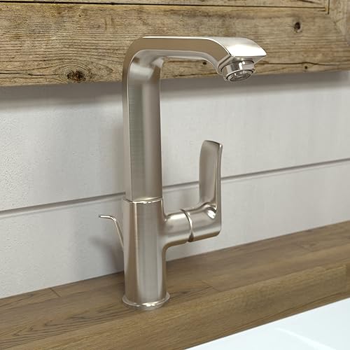 Miniatura 2 de hansgrohe Metris 31087821 - Grifo de lavabo de baño de 1 agujero de 1 orificio de actualización moderna en níquel cepillado, fácil de instalar