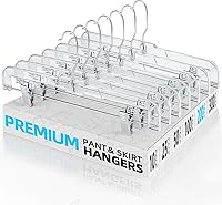 Vista 10 de HOUSE DAY Perchas para faldas transparentes con clips, percha antideslizante de plástico para pantalones con 2 clips ajustables, percha con clip