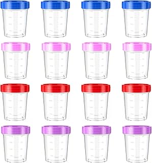 Gcroet Small Plastic Containers with Lids 16Pcs 4 Colors 4oz Plastic Pots with Lids Food Snack Pots Storage Containers for Freezer Kitchen Sauce 120ml...