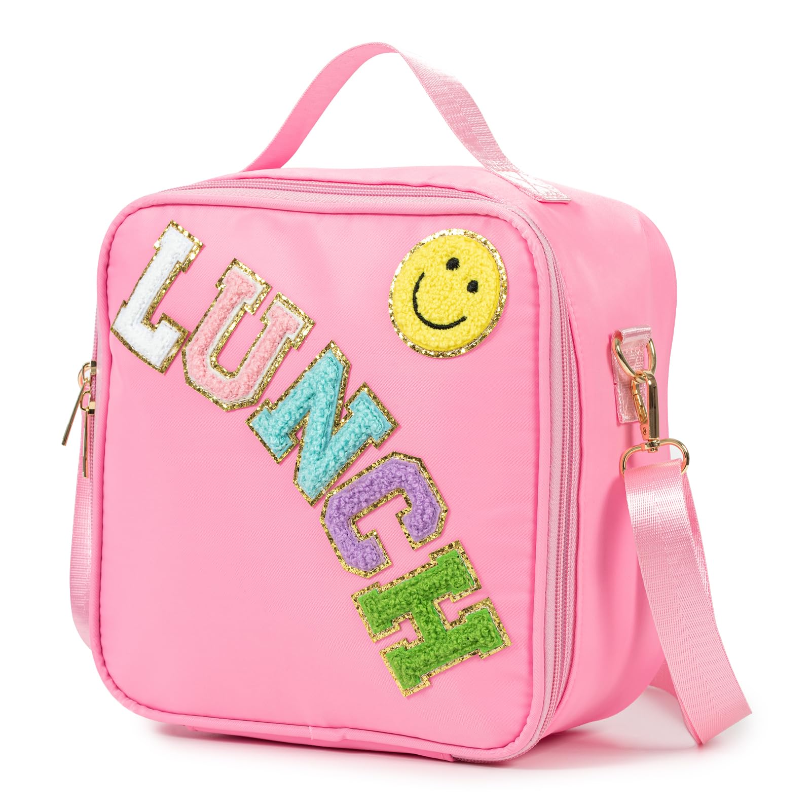 Kunoli Insulated Lunch Bag for Girls Pink Lunch Box for Women Reusable Leakproof Cooler Tote for Work Picnic, Camping (Nylon)