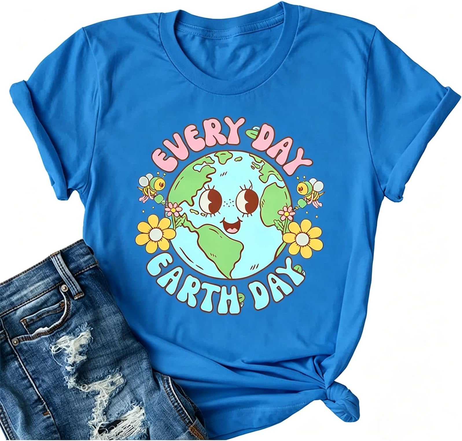 Earth Day Shirt for Women Every Day Earth Day Shirt Environmental Nature Lover Short Sleeve Tops