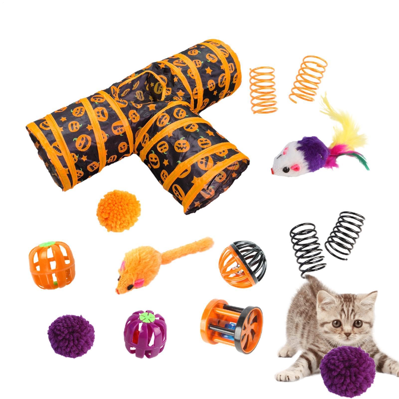 Interactive Cat Toys Set Retractable Tunnel Wand Ball Spring Mice
