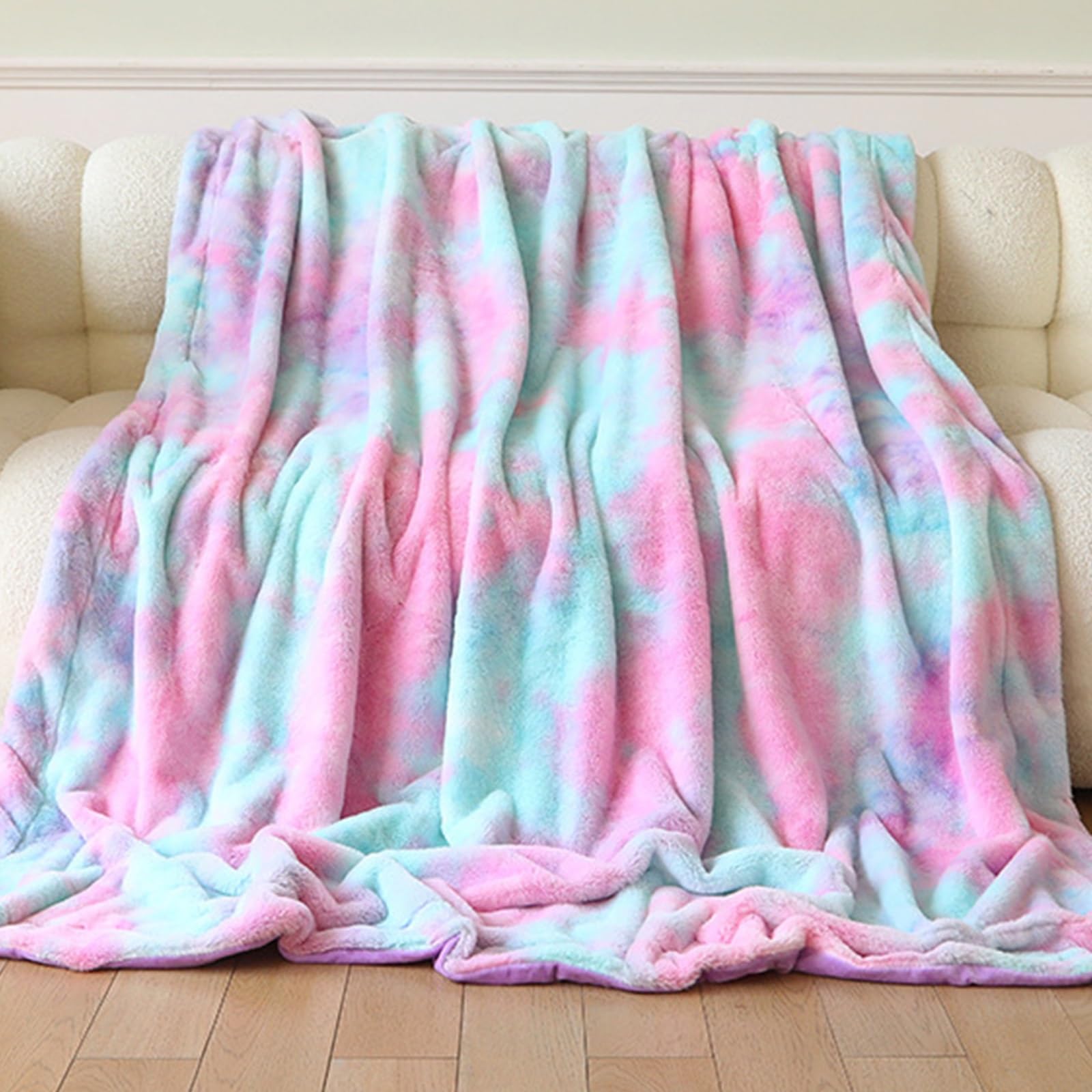 Couverture décorative châle en flanelle violette tie-dye de luxe