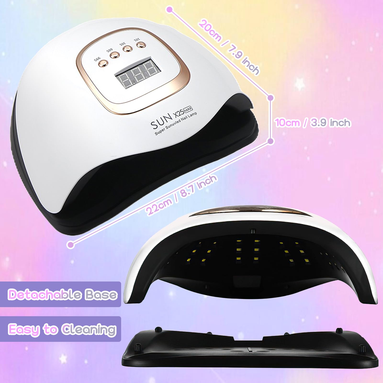 380W Lampe UV Ongles Gel avec 81 Perles, 4 RéGlages De Minuterie Lampe Uv Ongles Semi Permanent Avec LCD Ecran, Capteur Automatique UV Lamp Nails pour Maison et Salons de Manucure Professionnels