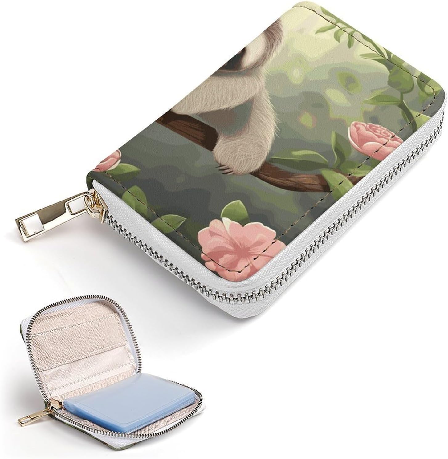 Cute Baby Sloth Card Holder RFID Blocking,Credit Card Wallet for Women And Men,Card Case Organizer Bag with Zipper