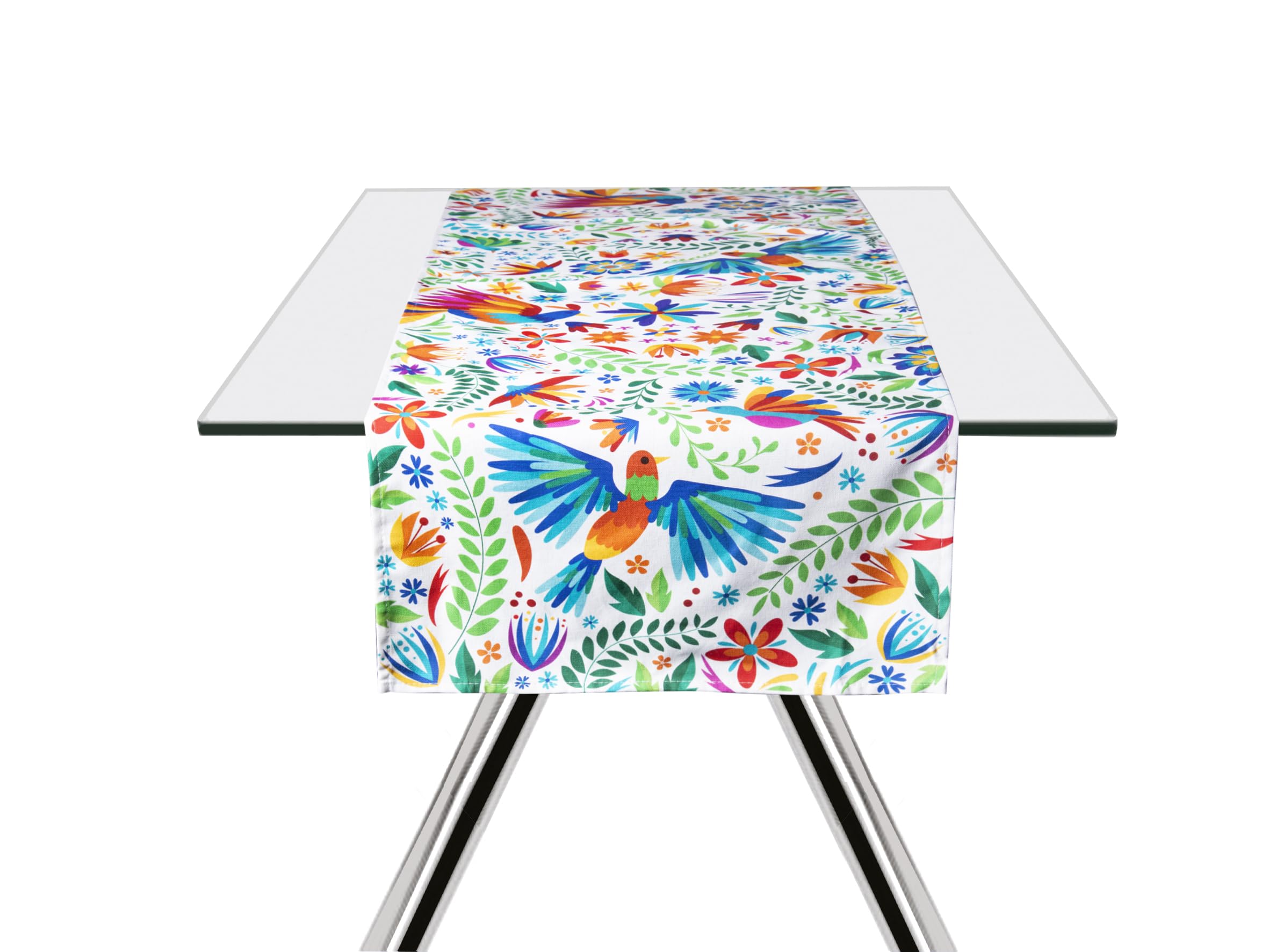 Excelsa Multicolored Mexican Flowers Table Runner