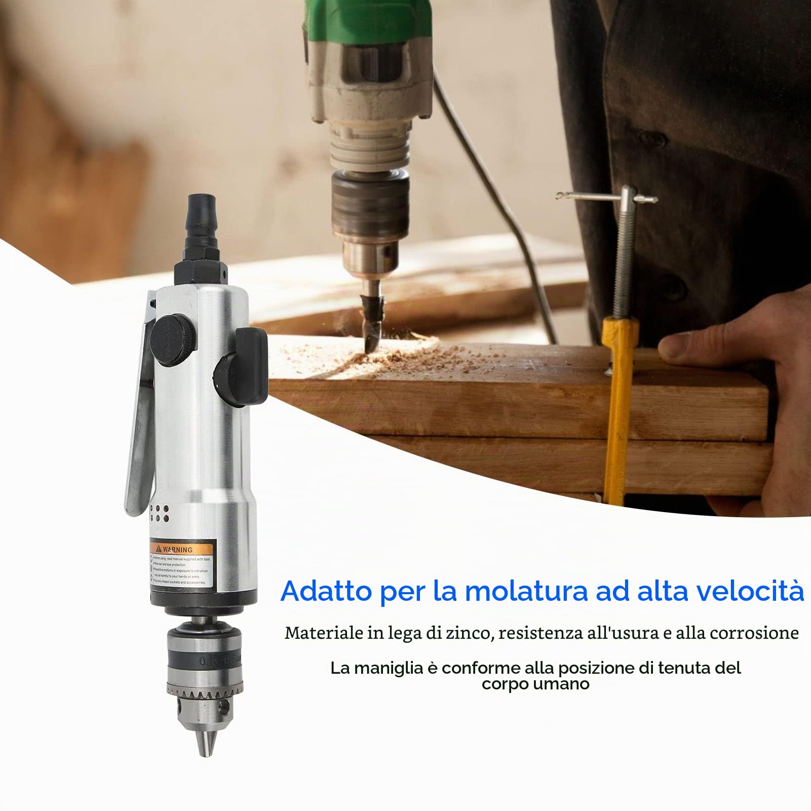 Fyearfly Trapano Pneumatico, 3/8" ad Aria Compressa, 2200 Giri/min, Resistente all'usura