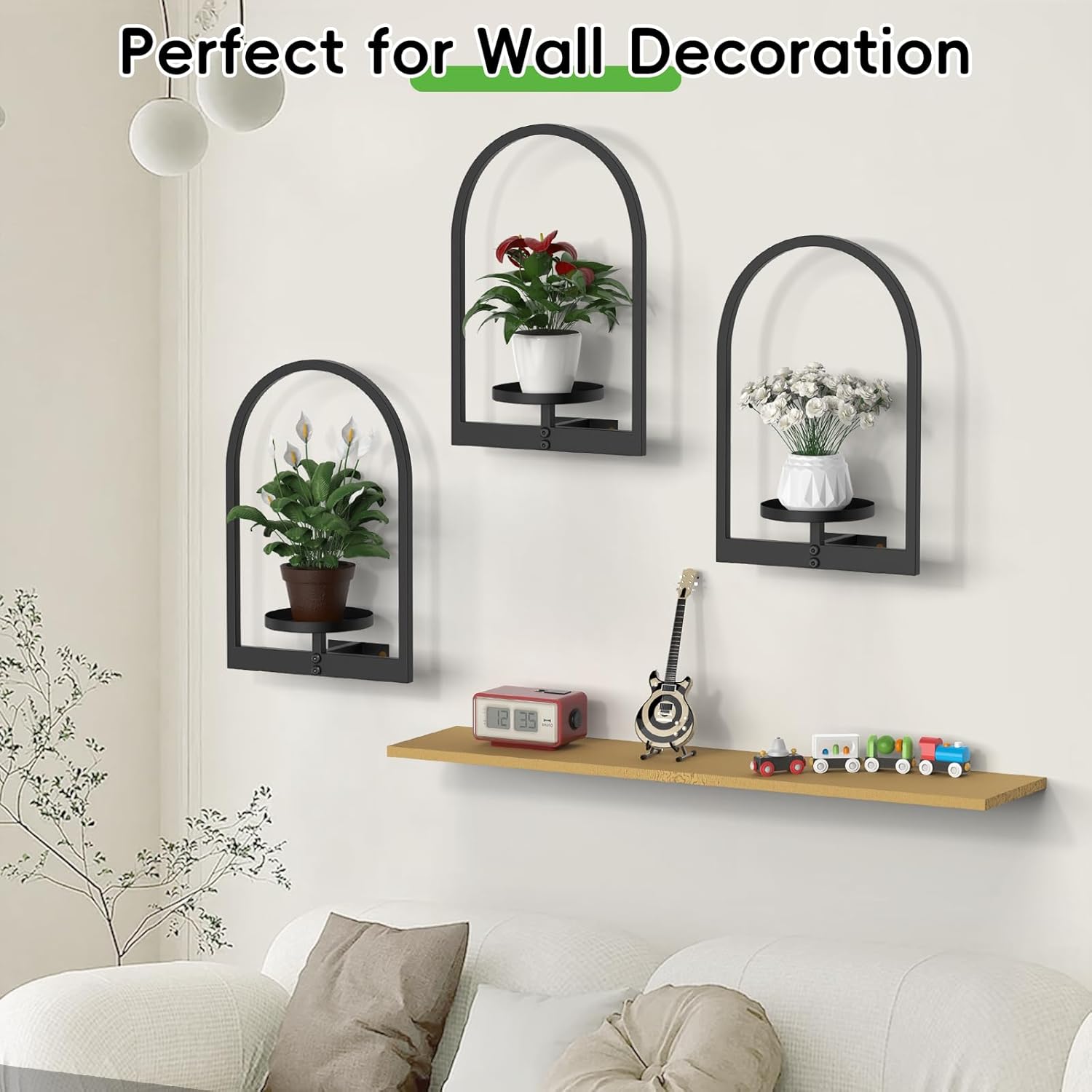 Wall Planters for Indoor Plants, Plant Holder Hanger Indoor, Wall-Mounted Planter Frame for Outdoor, Vertical Hanging Flower Pots Holder Plant Stand for Home Decor, 3 Pack