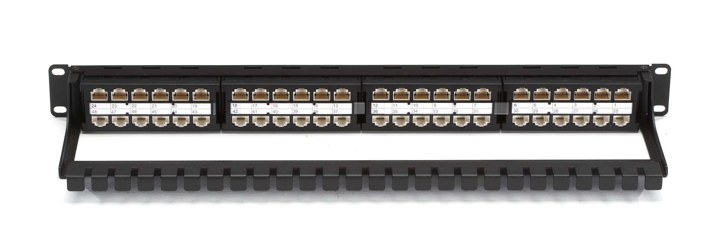 Black Box CAT5e Feed-Through Patch Panel, 1U, Unshielded, 48-Port