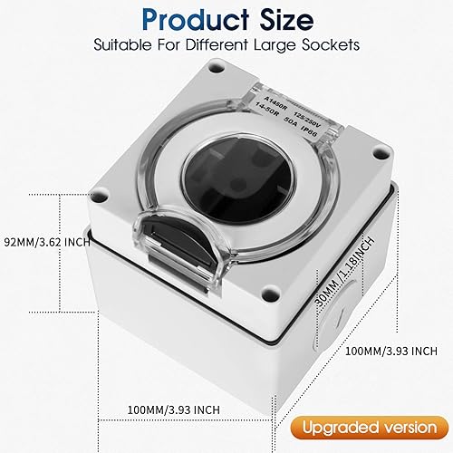 Miniatura 5 de Caja de toma de corriente RV de 50 amperios, receptáculo NEMA 14-50R de 125250 voltios, 220 V, resistente a la intemperie para casas rodantes,