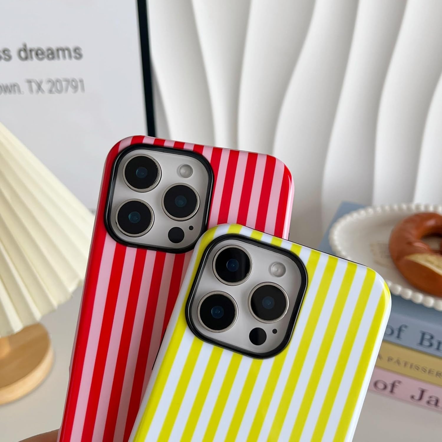 Compatible with iPhone 16 Pro Max Case Cute Aesthetic Striped Phone Case for Women Girl Shockproof Slim TPU and Hard PC Protective Cover (Green and Blue) - Image 9