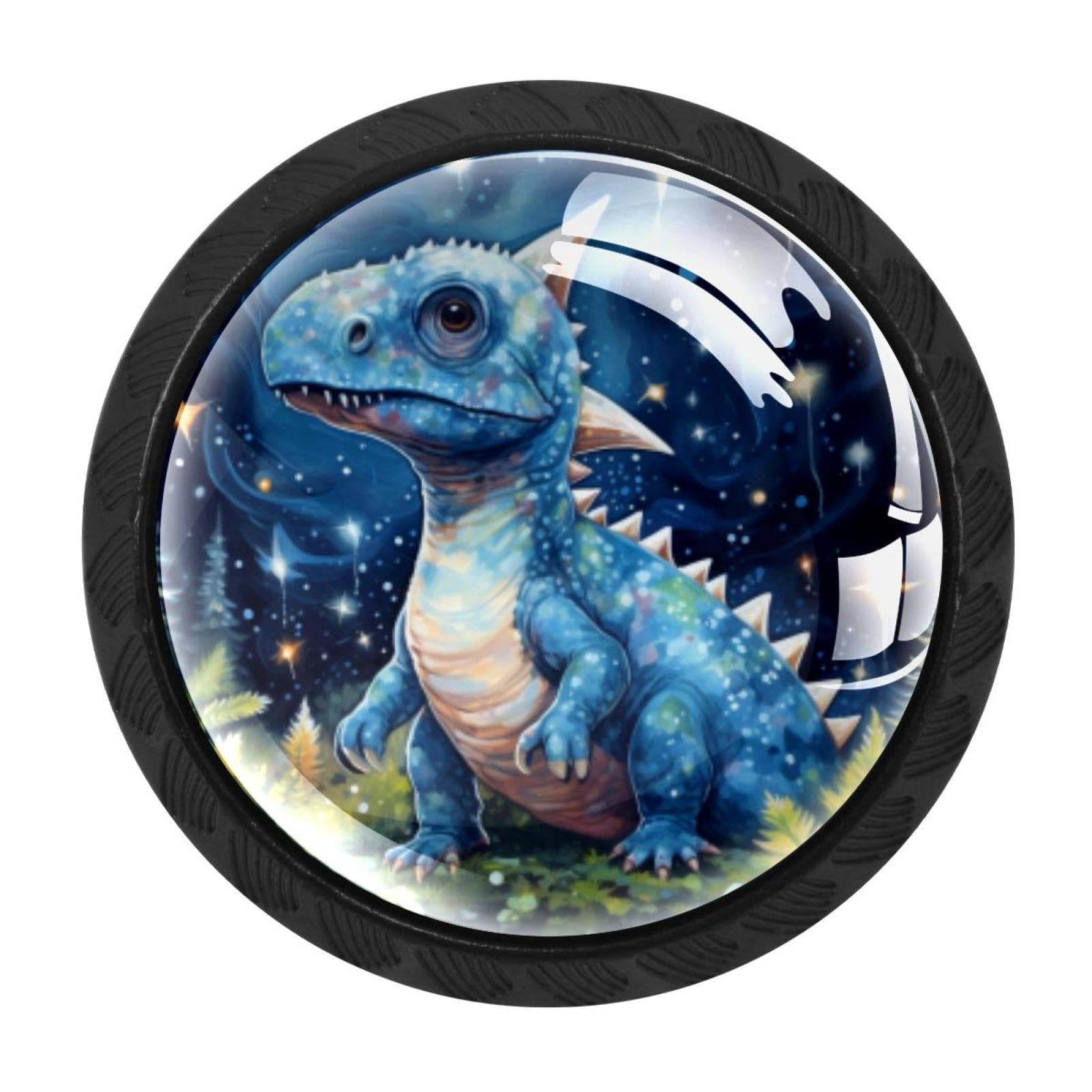 CHENZZZZ Starry Dinosaur Drawer Knobs 4 Pack Crystal Dresser Knobs 35mm Glass Cabinet Knobs for Home Office Bathroom