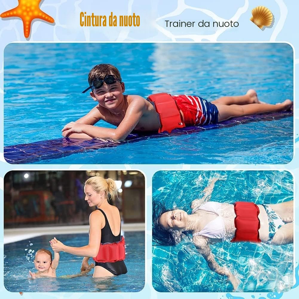 2pcs Cintura di Nuoto Gonfiabile Cintura di Nuoto Galleggiante Aiuto Nuoto Cintura Sportiva Nautica Gonfiabile Regolabile e Portatile per Adulti e Bambini