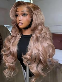 30 Inch Ombre Brown Roots Ash Blonde Wigs Human Hair 200% Density Ombre Ash Blonde 13x6 Body Wave Lace Front Wigs Human Hair Ombre Blonde Colored Lace Frontal Wigs for Women