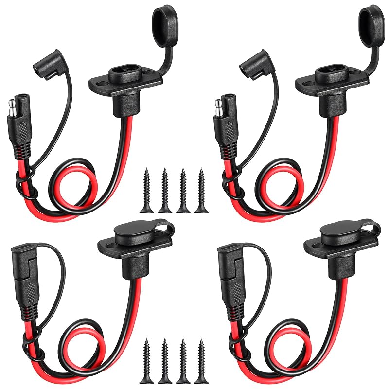 Tuanse Kit com 4 Conectores Rápidos SAE de Painel Lateral, Cabo 12 AWG com Tampa de Proteção
