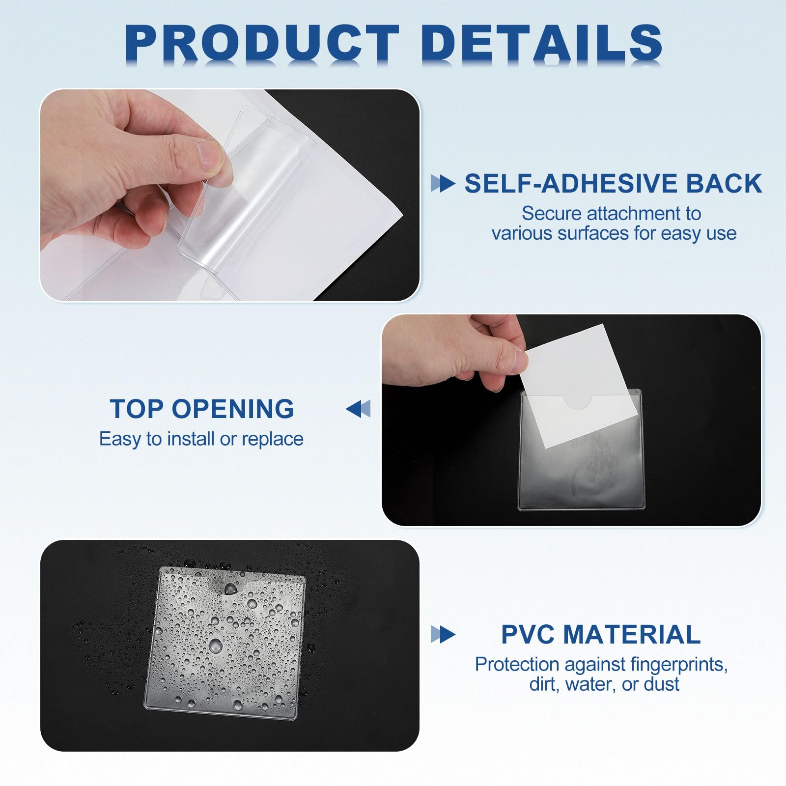 QUARKZMAN Autoadhesivos Tarjetas Bolsillos 5 x 5”, Transparentes Autoadhesivos, Bolsillo Etiqueta Soporte Plástico Tarjeta Fundas con Abierta Tapa, Paquete de 25uds. Carga, Paquete de 25uds.