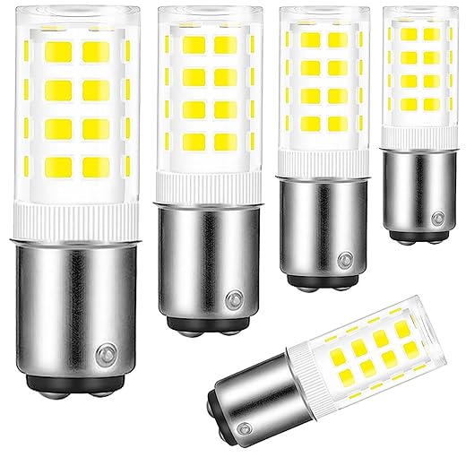 BA15D 120 Volt Double Contact/DC Bayonet Base Led Light Bulbs 30 Watt-50 Watt Replacement, 6000K Soft Daylight White BA15D 4W Led Sewing Machine Bulbs, dimmable, Pack of 5……