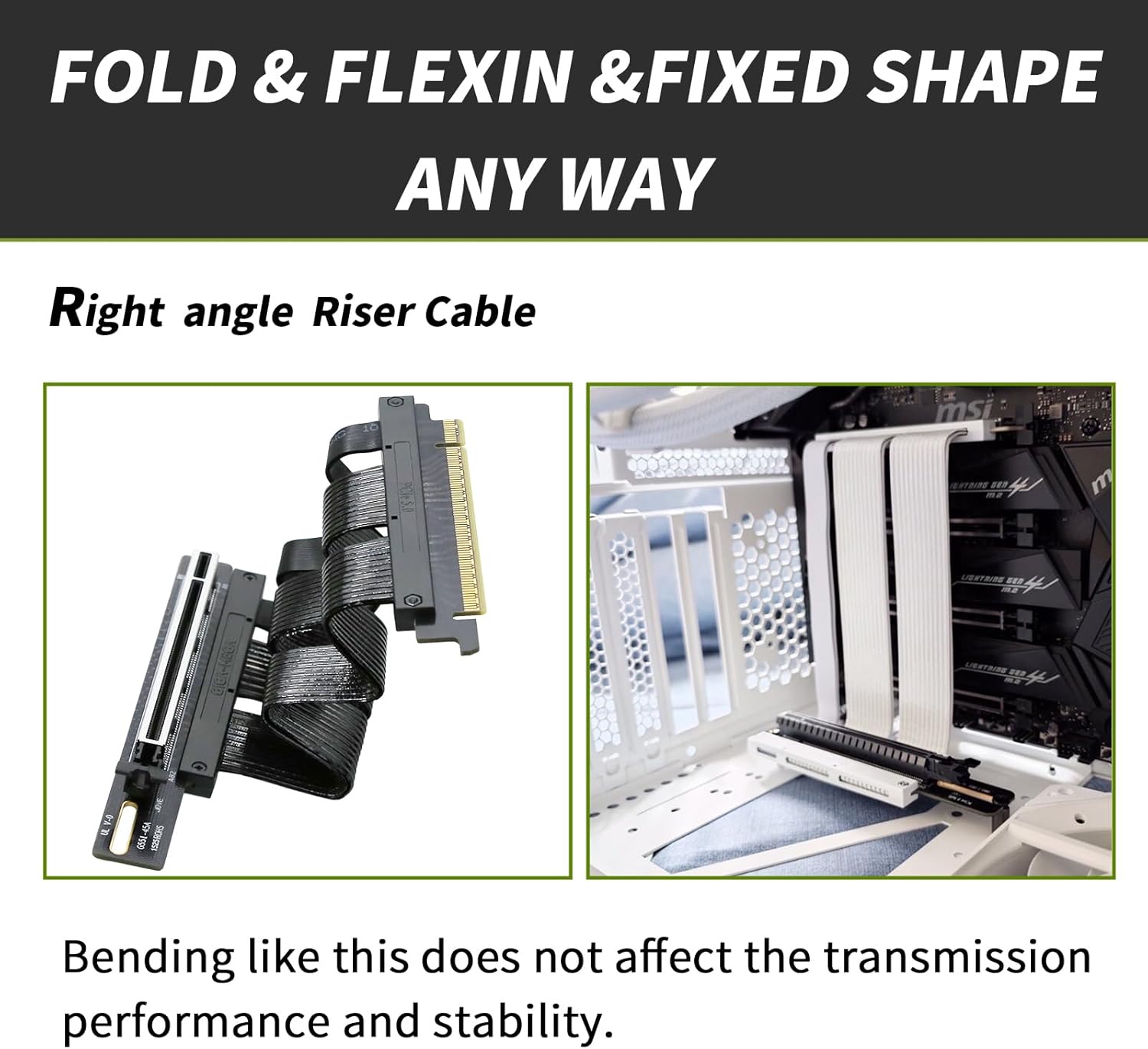 PCIe X16 GEN5 ライトアングルライザーケーブル PCIe 4.0 &amp; 5.0 GPU垂直マウントブラケット付き