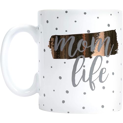 Little Pear Mom Life Mug, Mother To Be Keepsake Accessory for New Moms and Expecting Mothers, Polka Dot Coffee Mug, 13oz
