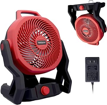Cordless Jobsite Fan Fit for Milwaukee 18V Battery | DC or AC, Brushless Motor, 750 CFM, Variable Speed, for Outdoor, Camping, Workshops, Office, Home, RVs, TOOL ONLY,