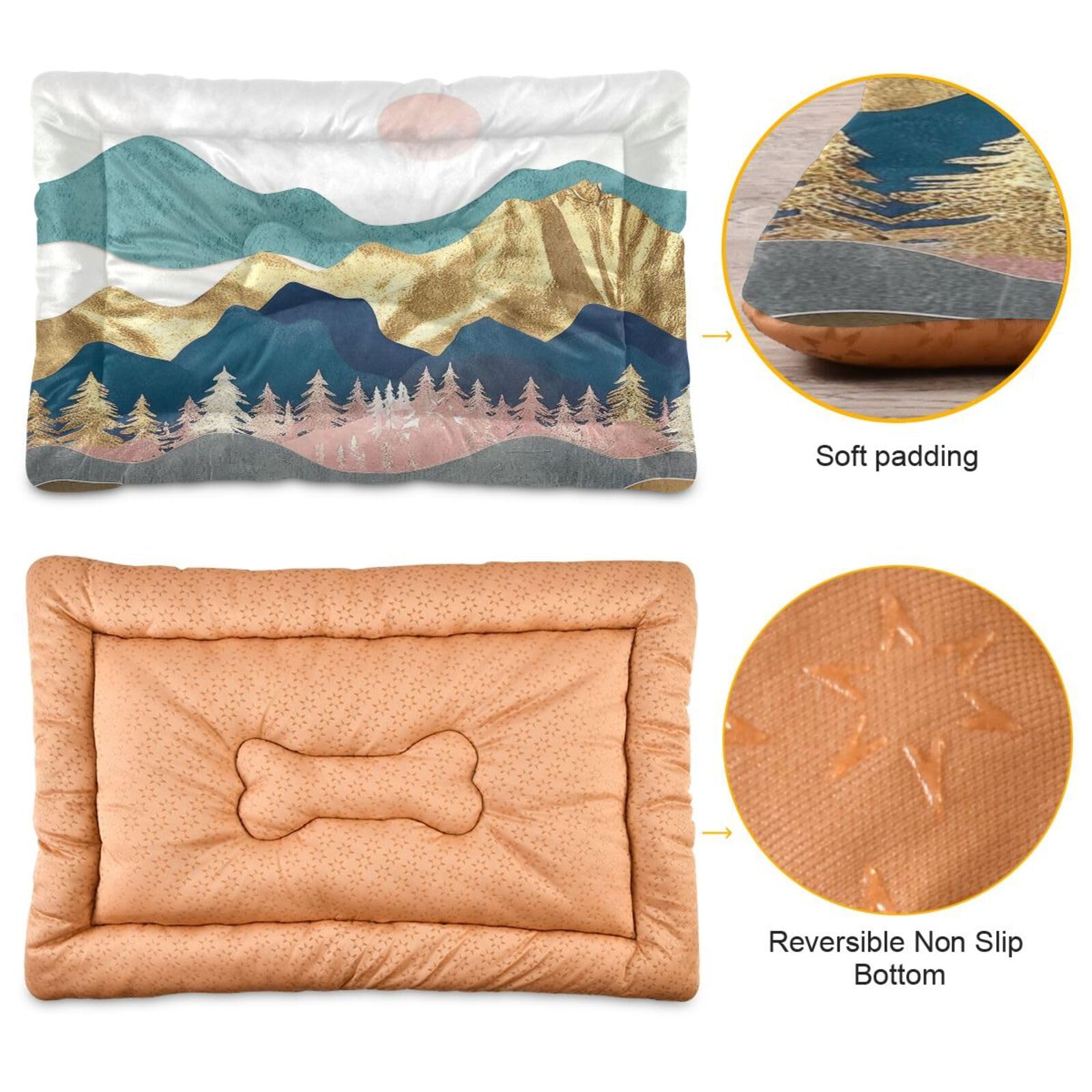 Haskirky Watercolour Mountains Dog Bed Mat Soft Machine Washable Non-Slip Comfy Fluffy Kennel Pad for Medium Small Dogs 18x24 Inches