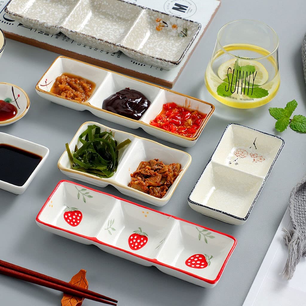 Set di 2 Piatti in Ceramica per Salse, Salsa di soia, Ketchup, Barbecue, Olio d'oliva, aceto, antipasti, condimenti