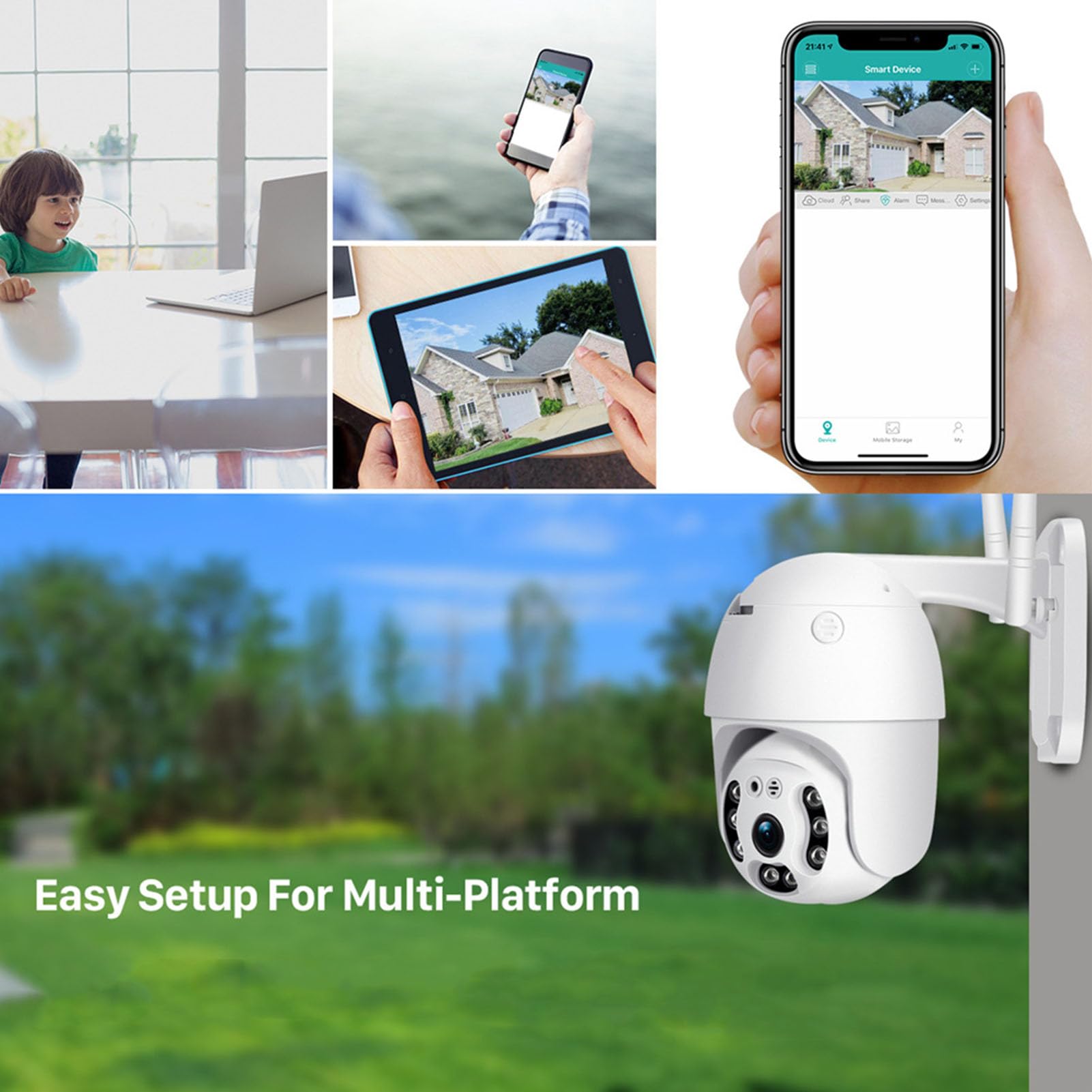 Kamera Bezpieczeństwa Bezprzewodowa Zewnętrzna Kamera PTZ Wifi IP Wewnętrzna Kamera Nadzoru Domowego, Mini Kamera Obrotowa z Kolorowym Noktowizorem 2-kierunkowa Rozmowa (Wtyczka