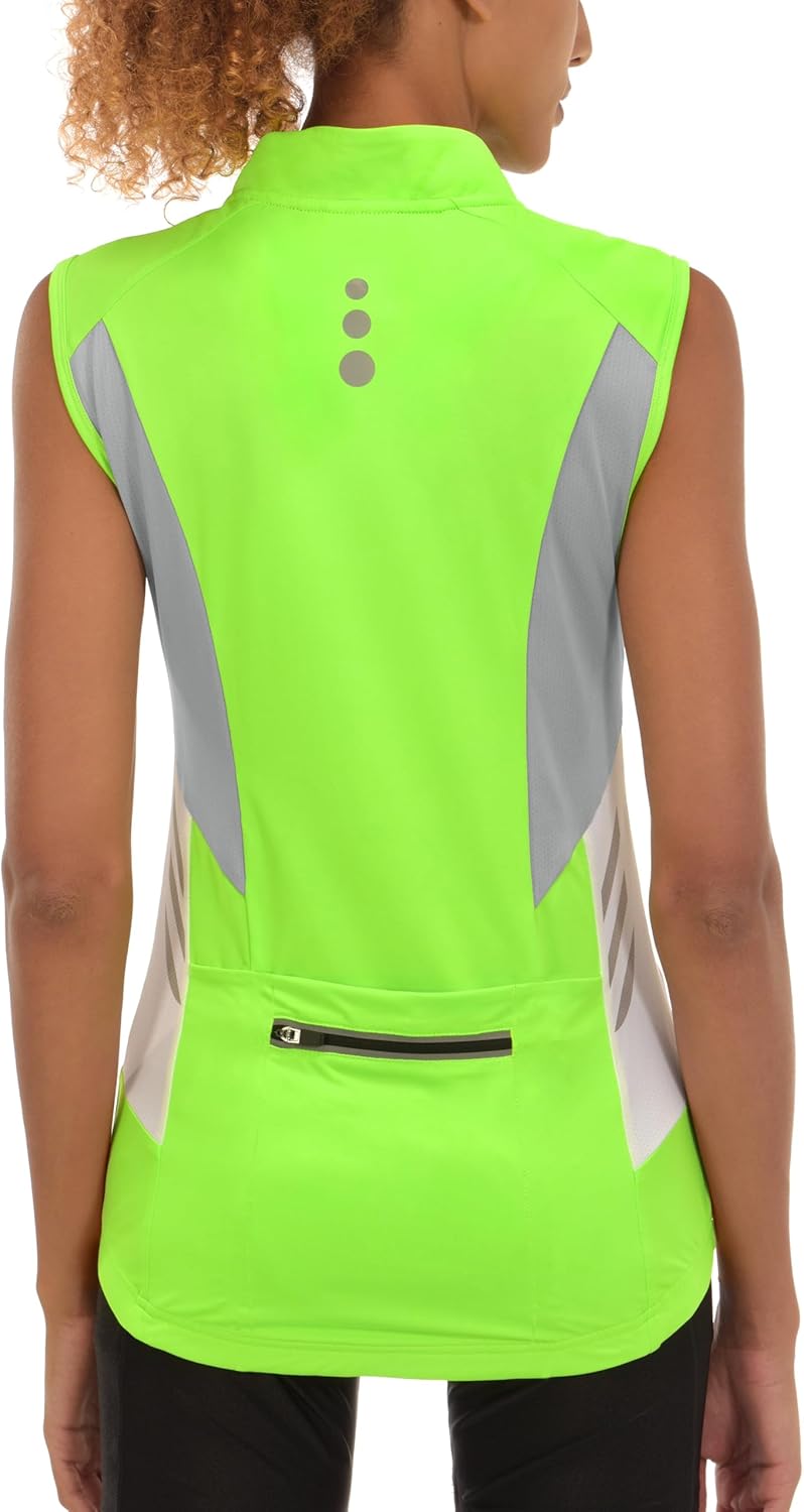 Little Donkey Andy Women's Half Zip Breathable Cycling Vests Reflective Sleeveless Jerseys Shirts Golf 4 Rear Pockets - Image 3