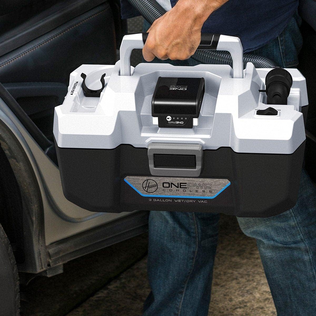 Hoover Utility ONEPWR 3 Gallon Wet Dry Cordless Vacuum Cleaner, Portable, Heavy Duty Vacuum for Garage, Home, Workshop or Vehicle, Compact Design with Nozzle and Crevice Tool, Wet/Dry Shop Vac