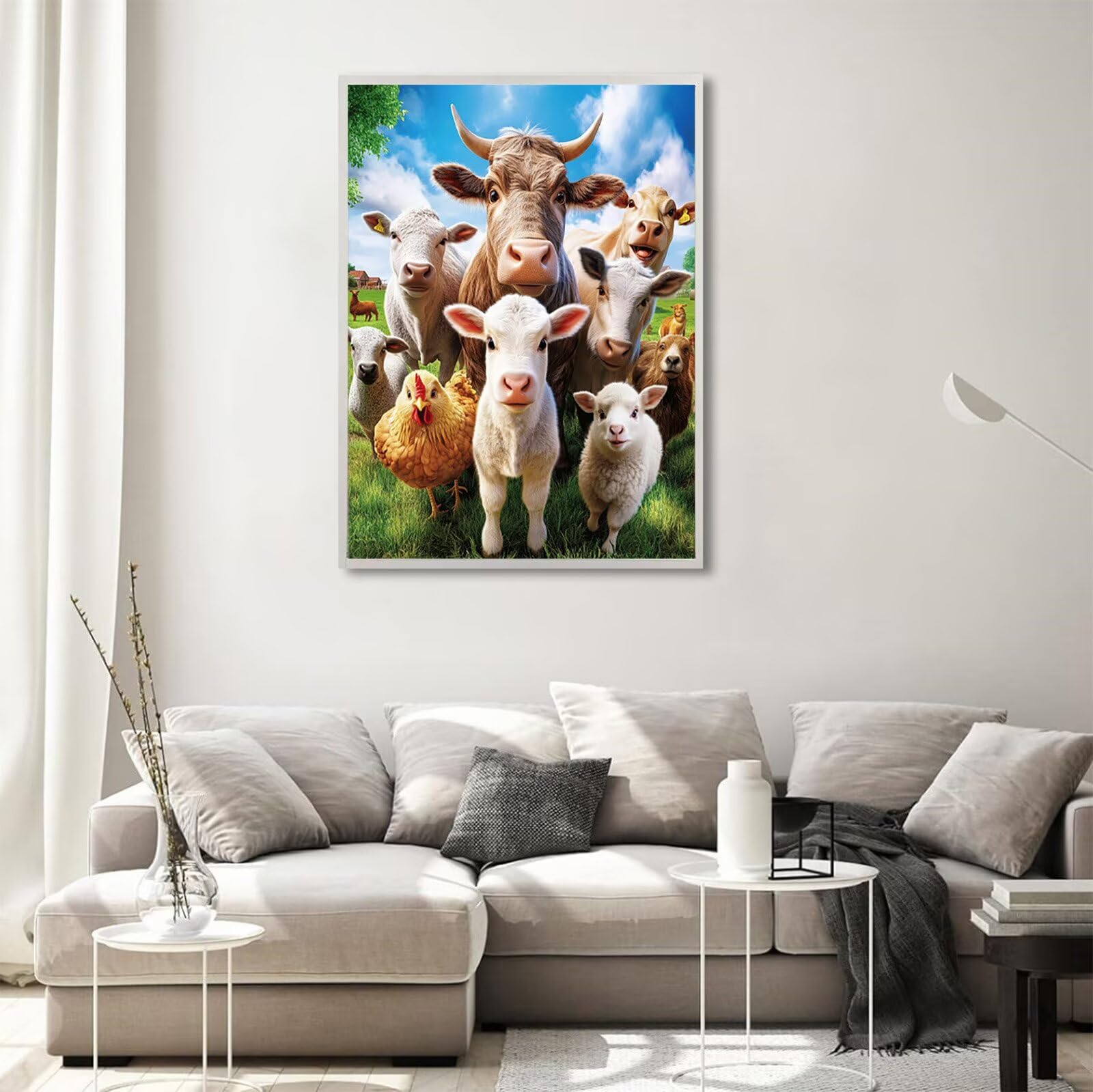 Diamond Painting Ochse, Tier Diamond Painting Erwachsene 5D Runder Full Drill Diamond-painting, DIY Bastelset Kreativ Set für Erwachsene, Crystal Art Home Wand Dekor, Geschenke 70x100cm, Model643