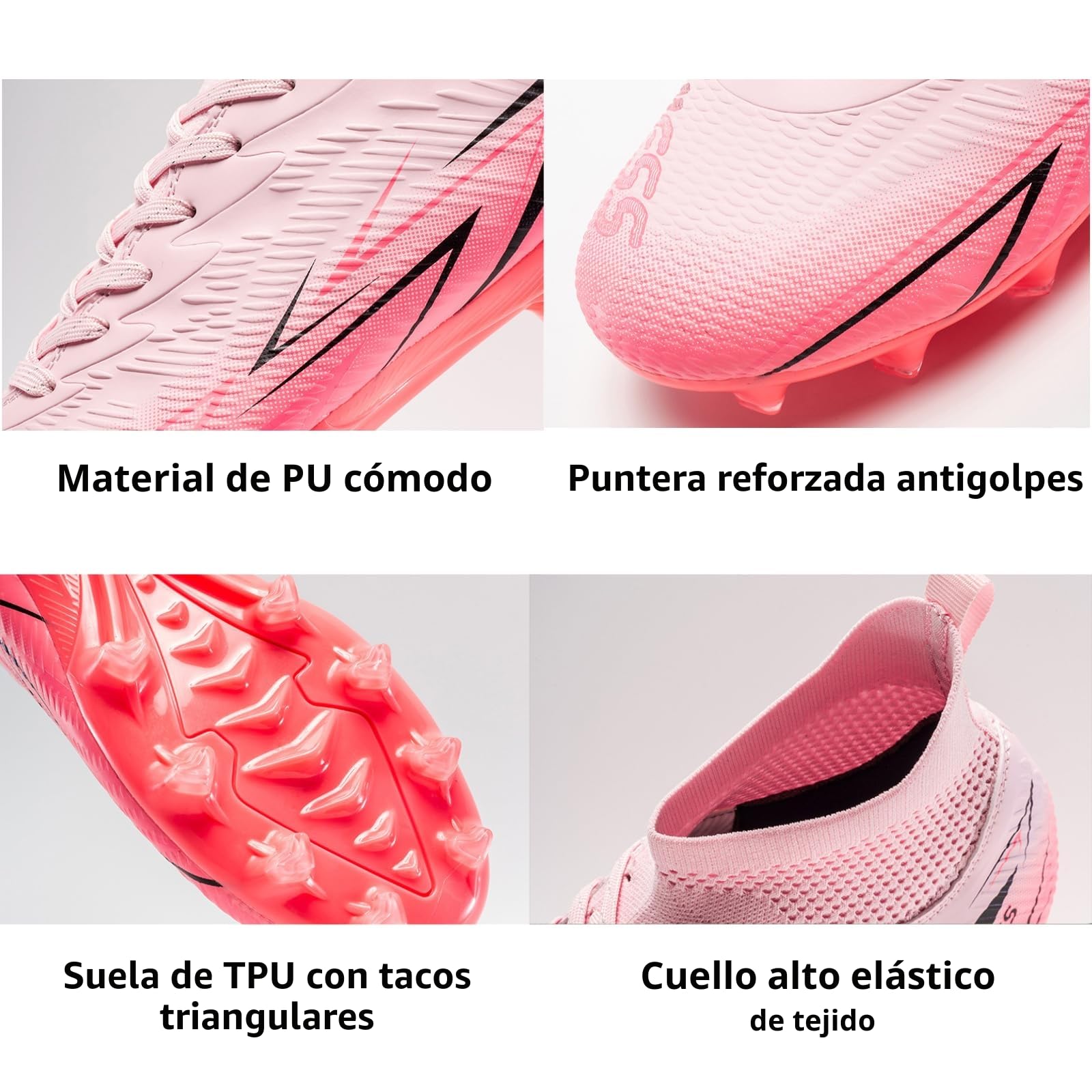 Botas de Fútbol para Niños/Jóvenes con Tacos – Antideslizantes, Ligeras y Cómodas – Ideales para Césped Natural y Artificial