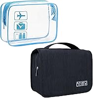 Vista 26 de Bolsa de aseo de gran capacidad con gancho para colgar, bolsa de viaje impermeable para cosméticos para hombres y mujeres, bolsa de almacenamiento