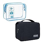 Lcsmaokin Large Capacity Toiletry Bag Travel Bag with Hanging Hook for Men and Women Waterproof Travel Cosmetic Bag Bathroom Bag,with TSA Approved Zippers Clear Travel Makeup Bag Carry-on