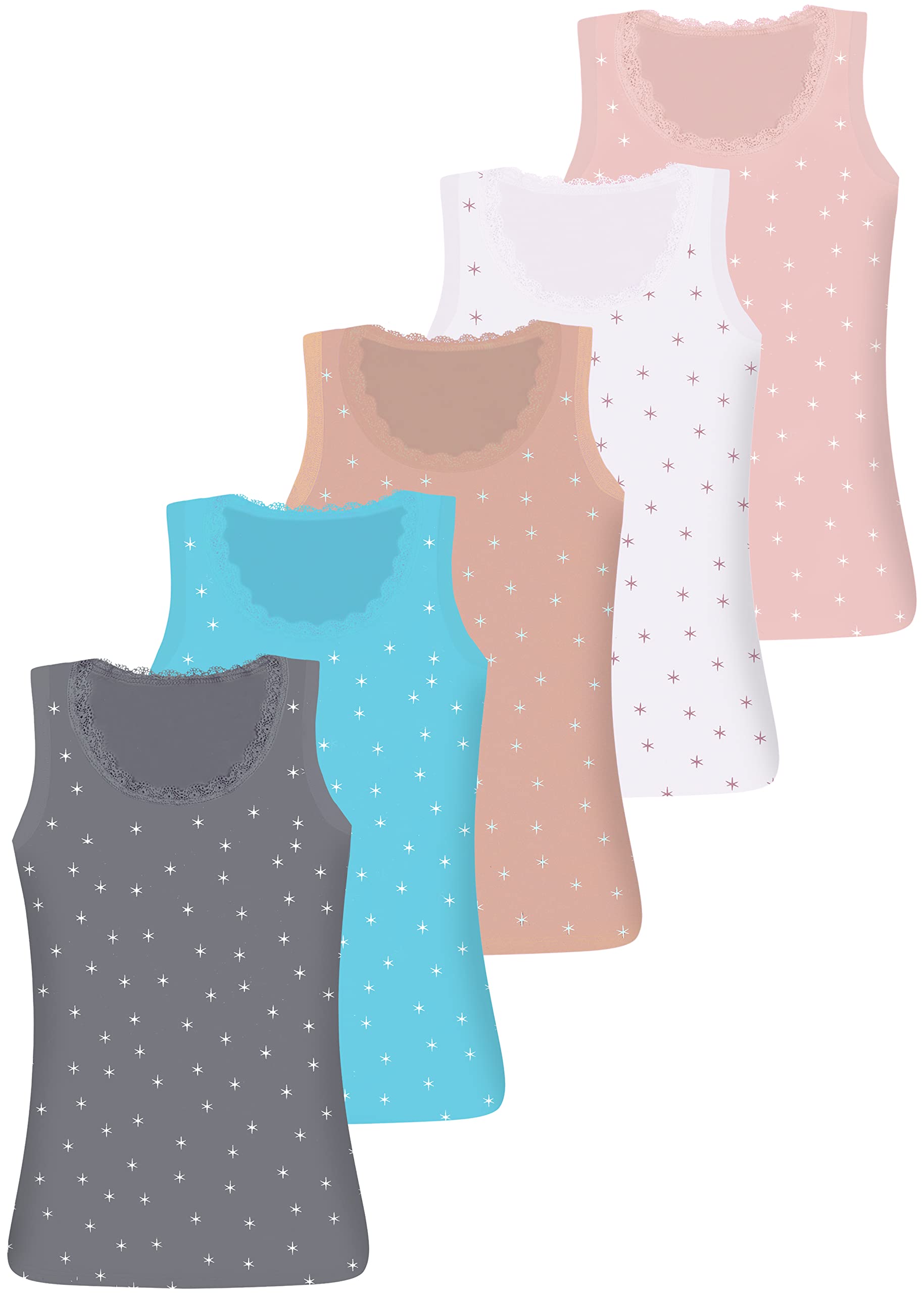 LOREZA® 5 Filles Maillot de Corps en Coton Débardeur Enfants sous-vêtements 2-15 Anni