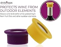 Vista 8 de Drink Tops - Fundas para botellas ventiladas, paquete de 2, color negro y blanco, fundas de silicona sin BPA para proteger el vino de elementos al
