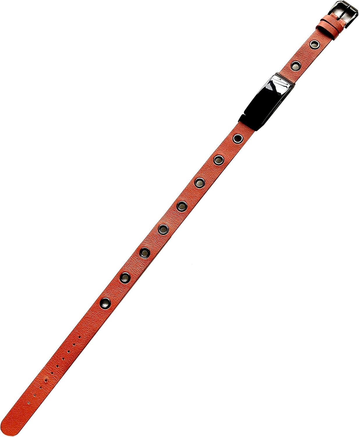 Orange Double Wrap with Grommets Leather Band Compatible with Fitbit Inspire and Inspire HR Tracker Twice Around Wrist Strap (4. Rose Gold Color Buckle Adapters, for Inspire)